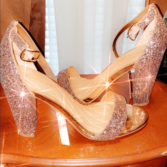 4inch pink glitter heels with ankle strap - Picture 3 of 4